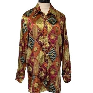 CHRISTIE & JILL Vintage Silky Button Down Blouse -‎ Size L